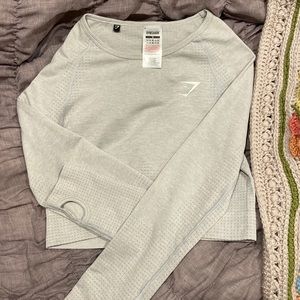 Light Grey Gymshark Vital Seamless 2.0 Long Sleeve Crop Top